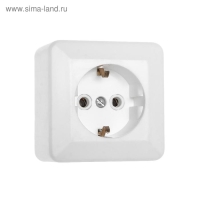 Розетка "Элект" РА 16-102, 16 А, 250 В, одноместная, открытая, с з/к, белая