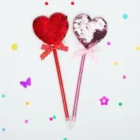 Ручка &laquo;Сердечки&raquo;, с пайетками, синие чернила, МИКС