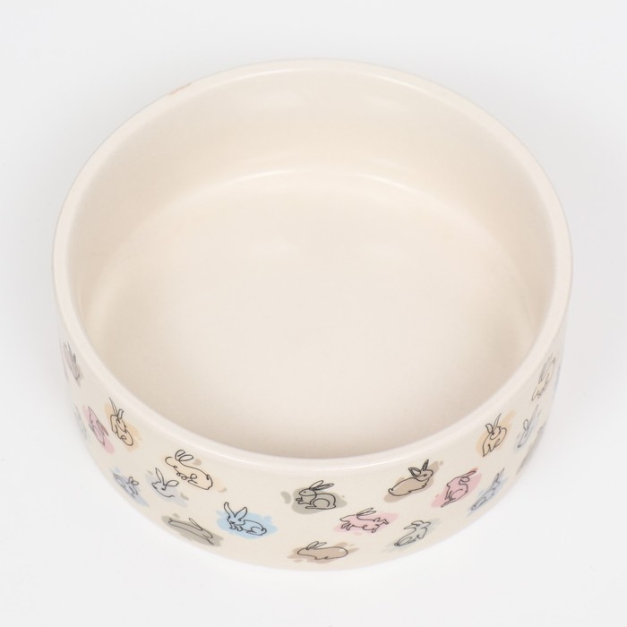 Миска керамическая "Кролик" 300мл, 11,5 х 4,5 см, бежевая