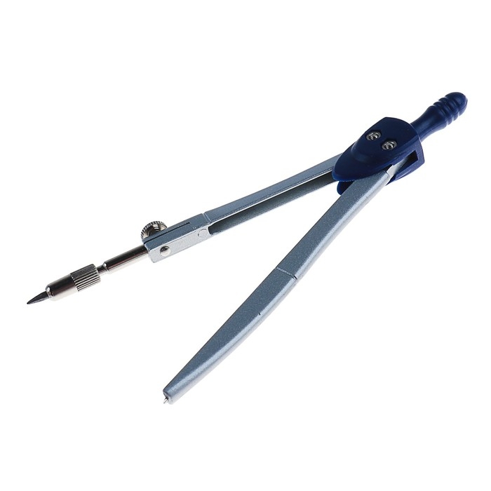 Циркуль металлический с запасными грифелями, в пластиковом пенале Циркуль металлический с запасными грифелями, в пластиковом пенале