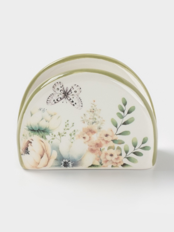 Салфетница Доляна "Цветы" цвет белый  9,5х4,3х7см