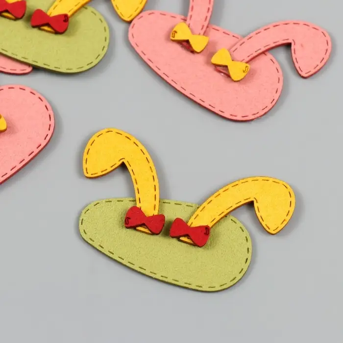 Декор для творчества иск. замша "Ушки, глазки" МИКС 6х3,7 см