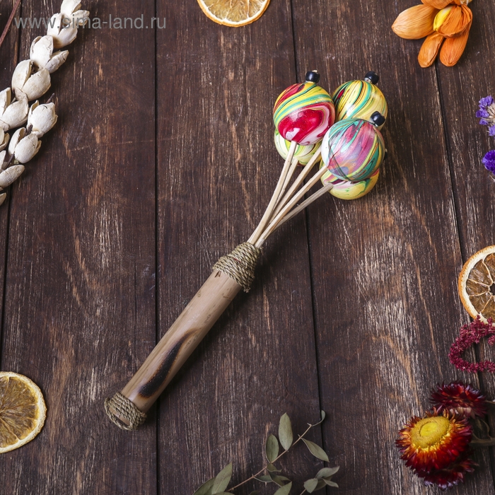 Сувенирный музыкальный инструмент Сувенирный музыкальный инструмент "Маракас составной" 9x9x25 см МИКС