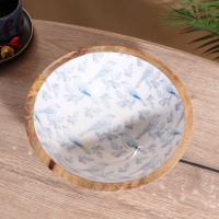 Салатник &laquo;Синие птицы&raquo;, 25&times;25&times;10 см, дерево манго