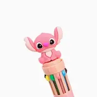 Ручка многоцветная 10 цветов Стич, розовый