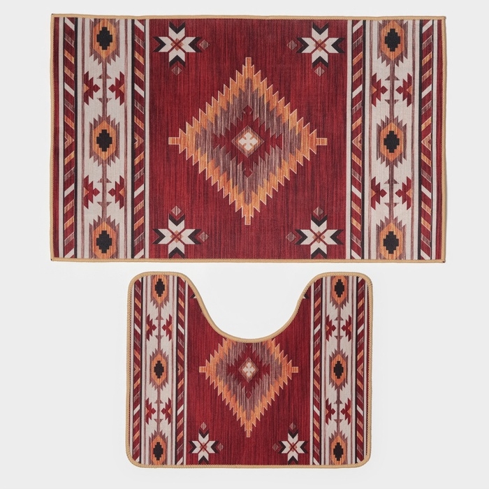 Набор ковриков для ванной и туалета Доляна &laquo;Мира&raquo;, 2 шт, 50&times;80 см, 50&times;40 см