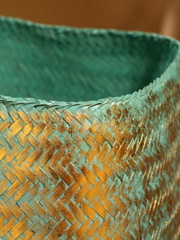 Корзинка плетеная "Голден" 25х25х30 см, голубой