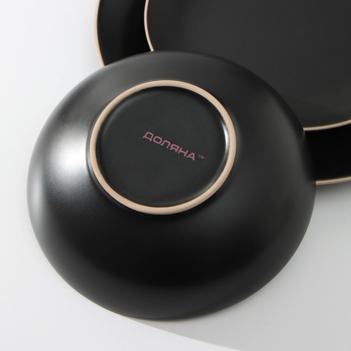 Набор тарелок керамических Доляна &laquo;Ваниль&raquo;, 18 предметов: 6 тарелок d=19 см, 6 тарелок d=27 см, 6 мисок d=19 см, цвет чёрный