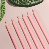 Набор свечей в торт, 6 штук "Исполнение желаний", 15 см, розовый