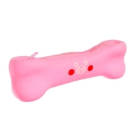 Пенал школьный "Кость" на молнии, силиконовый, розовый