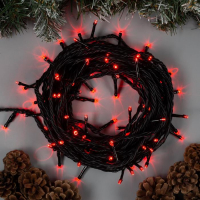 Гирлянда «Нить» 10 м, IP44, УМС, тёмная нить, 100 LED, свечение красное, 220 В Гирлянда «Нить» 10 м, IP44, УМС, тёмная нить, 100 LED, свечение красное, 220 В