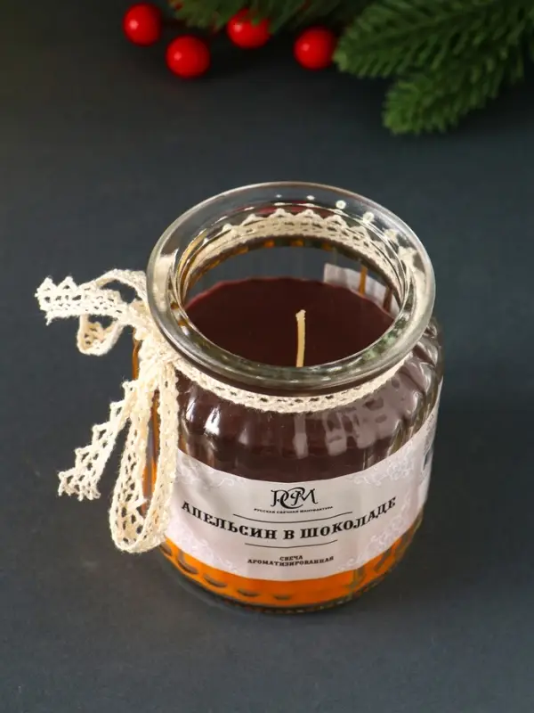 Свеча ароматическая в банке "Апельсин в шоколаде" 45 ч