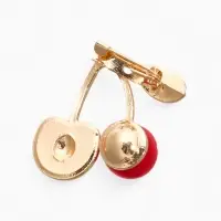 Брошь "Вишня с косточкой", цвет красно-зелёный в золоте