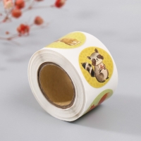 Наклейка бумага "Лесные зверята" d=2,5 см 252 шт в рулоне Наклейка бумага "Лесные зверята" d=2,5 см 252 шт в рулоне