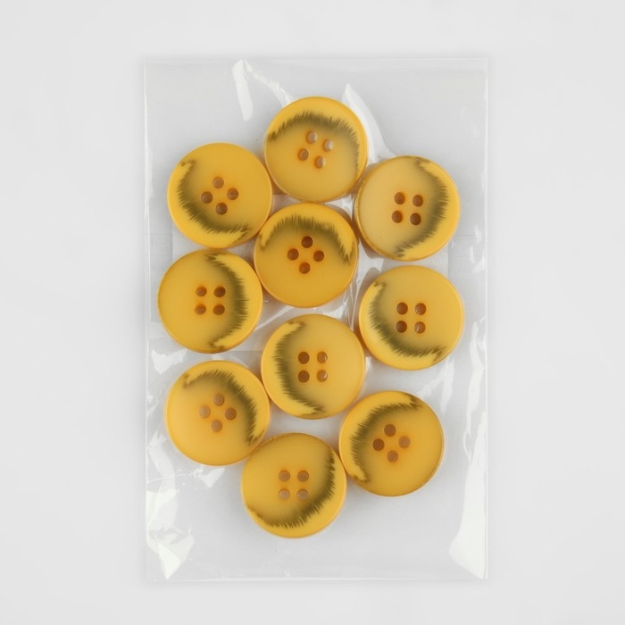 Набор пуговиц, 4 прокола, d = 20 мм, 10 шт, цвет горчичный