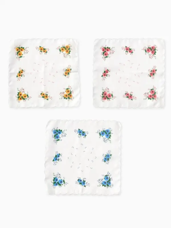 Платки носовые женские Экономь и Я "Полянка" 30*30 см, (набор 12 шт), рис. МИКС,100% пэ