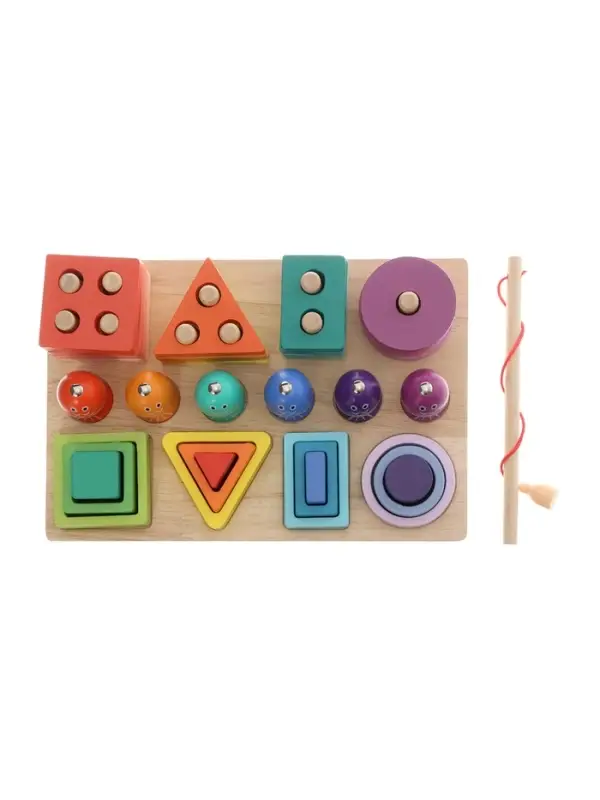 Детская деревянная пирамидка сортер с удочкой