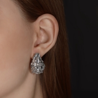 Серьги со стразами &laquo;Блеск&raquo; капля, белые в серебре