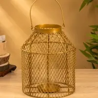 Подсвечник фонарь со стеклянной колбой 20х20х26 см, d 10 см, металл, цв. золото