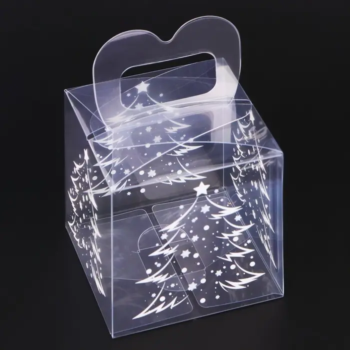 Коробка подарочная новогодняя складная ПВХ &laquo;Ёлочка&raquo; 7&times;7&times;7 см