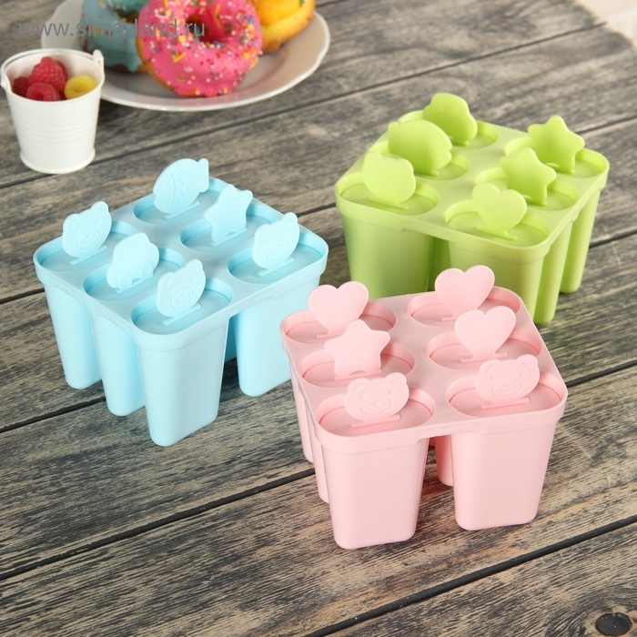 Форма для мороженого Доляна &laquo;Нега&raquo;, 6 ячеек, цвет МИКС