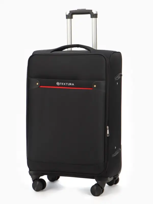 Чемодан 24",Текст,42*26*68,отд на молнии,1 нар/карм, увелич,код замок,4 колеса, черный