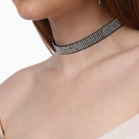 Чокер &laquo;Грация искр&raquo;, тонкий, цвет черно-серебряный, L=30 см