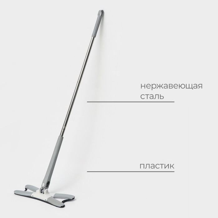 Швабра с отжимом Twist Raccoon, насадка из микрофибры 36&times;14 см, стальная нержавеющая ручка 125 см