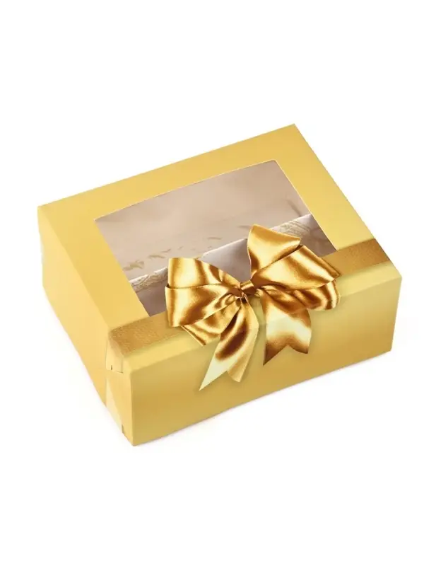 Кондитерская упаковка для макарун с окном, &laquo;Золотой бант&raquo;, 11&times;13.5&times;5.5 см