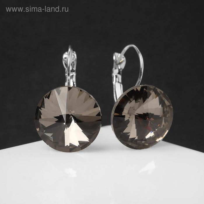 Серьги со стразами &laquo;Яркая классика&raquo;, цвет серый в серебре, d=1,6 см