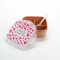 Ланч - бокс с ложкой, &laquo;Люблю еду&raquo;, 17,8 х 17,8 х 7 см