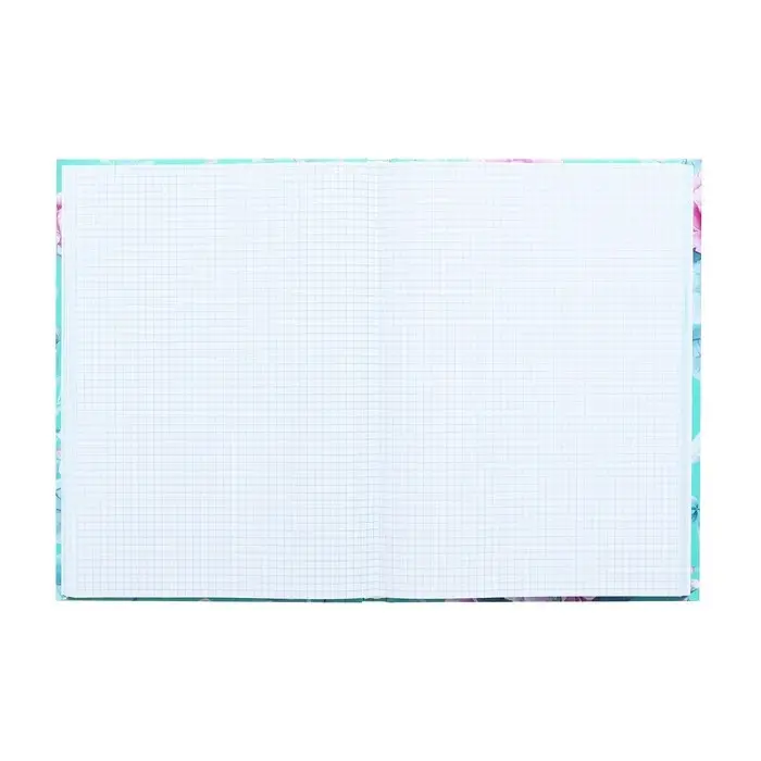 Колледж-тетрадь в твердой обложке 7БЦ, А4, 160 листов, Цветы на мятном фоне, блок в клетку, матовая ламинация, ВЫБОРОЧНЫЙ ЛАК