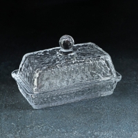 Маслёнка стеклянная &laquo;Вулкан&raquo;, 6,5&times;10&times;10,5 см, цвет прозрачный