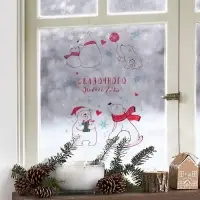 Наклейки новогодние на окна &laquo;Новогодние мишки&raquo;, многоразовые, 20 х 34 см