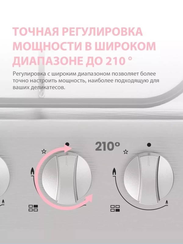 Газовая варочная панель CGH610X, 4 конфорки, WOK, нерж сталь