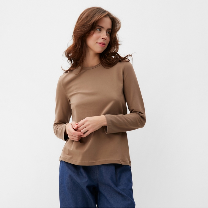 Лонгслив женский MINAKU: Basic line цвет тауп, размер 52 Лонгслив женский MINAKU: Basic line цвет тауп, размер 52