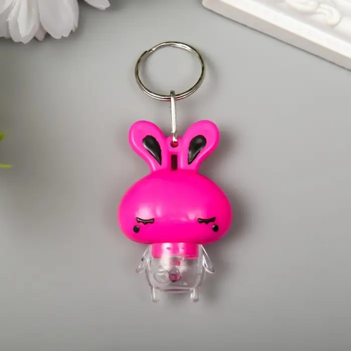 Фонарик свет на кольце "Зайка" мигает МИКС 5,5х3,5х2 см