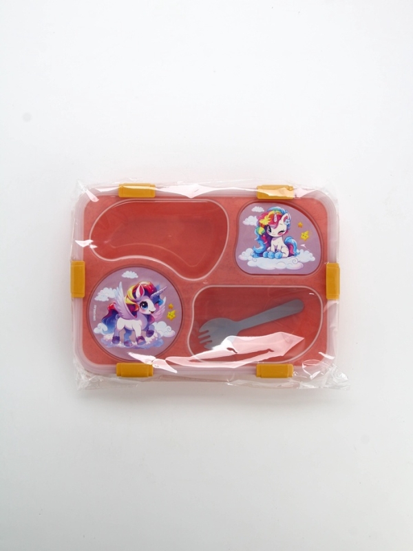 Ланч - бокс с 4 секциями &laquo;Единорог&raquo;, 23 х 17 х 5,5 см, розовый