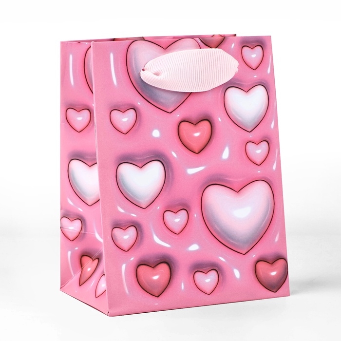 Пакет ламинированный &laquo;Сердца&raquo;, 9 &times; 12 &times; 6,5 см