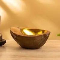 Чаша из кокоса, 15.5&times;21&times;7 см, коричнево-золотая
