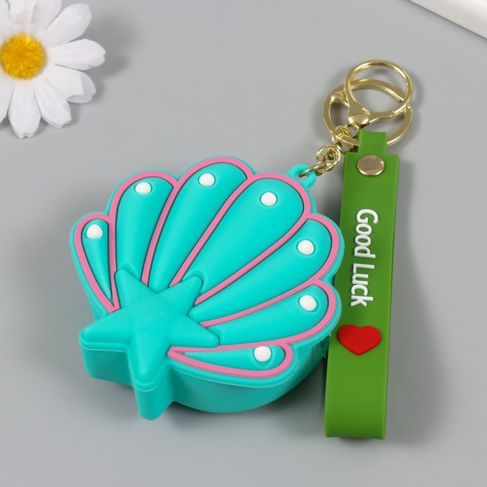 Брелок кошелёк с карабином, ремешком силикон Брелок кошелёк с карабином, ремешком силикон "Ракушка со звёздочкой" 3,5х10,3х10,5 см