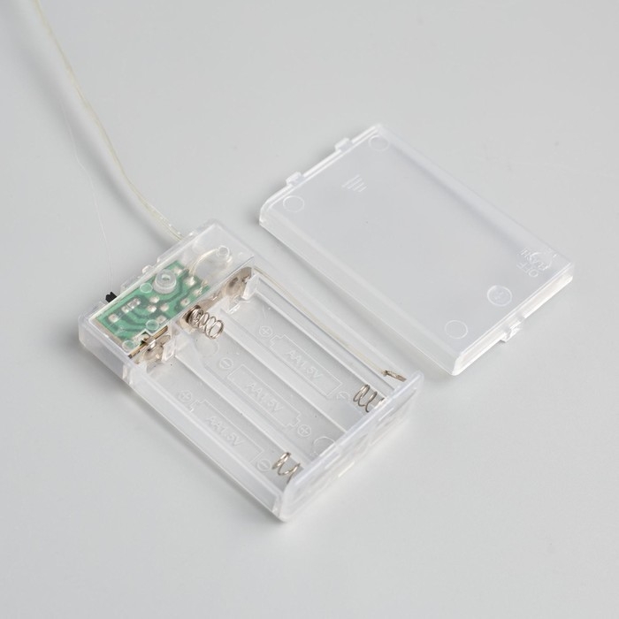 Гирлянда &laquo;Мишура&raquo; 1 м роса, IP20, серебристая нить, 100 LED, 2 режима, батарейки AAх3 (нет в комплекте), свечение белое