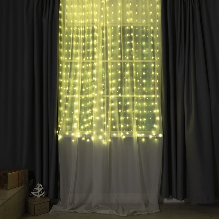Умная гирлянда &laquo;Занавес&raquo; 2 &times; 2 м роса, IP20, серебристая нить, 400 LED, приложение, свечение RGB, USB