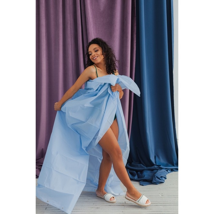 Набор для ванной SAVANNA &laquo;Селест&raquo;: штора 180&times;180 см, ковёр 38&times;69 см, цвет морской волны