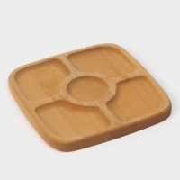 Подарочный набор деревянной посуды Adelica &laquo;Мечта хозяйки&raquo;, доска разделочная d=28 см, блюдо для подачи d=24 см, менажница d=20 см, подставка, берёза