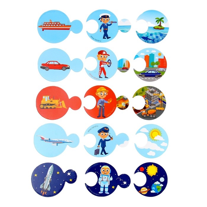 Пазлы логические 3 в 1 &laquo;Транспорт и профессии&raquo;