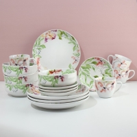 Набор посуды на 4 персоны &laquo;Акварель&raquo;, 16 предметов: 4 тарелки 23 см, 4 миски 14.5 см, 4 кружки 250 мл, 4 блюдца 15 см.