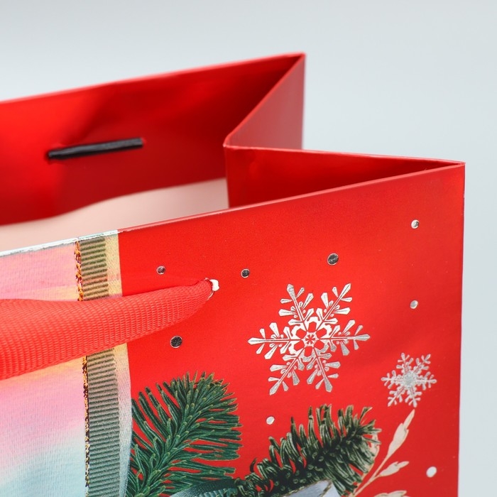 Пакет подарочный новогодний ламинированный &laquo;Новогодний бант&raquo;, MS 18 х 23 х 10 см, Новый год