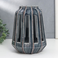 Подсвечник керамика на 1 свечу "Фонарь с вырезами" серый 19х14х14 см