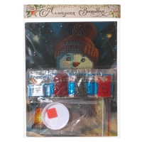 Алмазная мозаика с частичным заполнением на новый год &laquo;Снеговик&raquo; 20 х 25 см